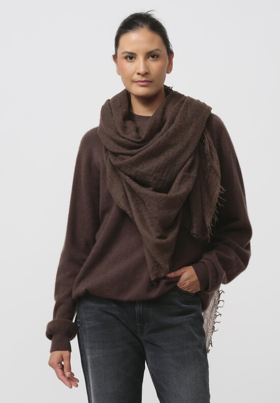 Frenckenberger Cashmere Medium Woven Scarf in Faded Brown	