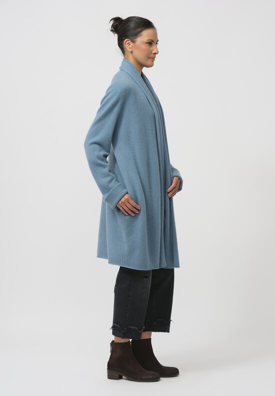 Frenckenberger Cashmere Felted Straight Cardigan in Faded Blue	