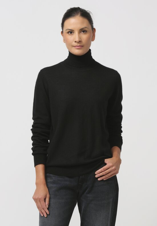Frenckenberger Cashmere Boyfriend High Neck Sweater in Black	