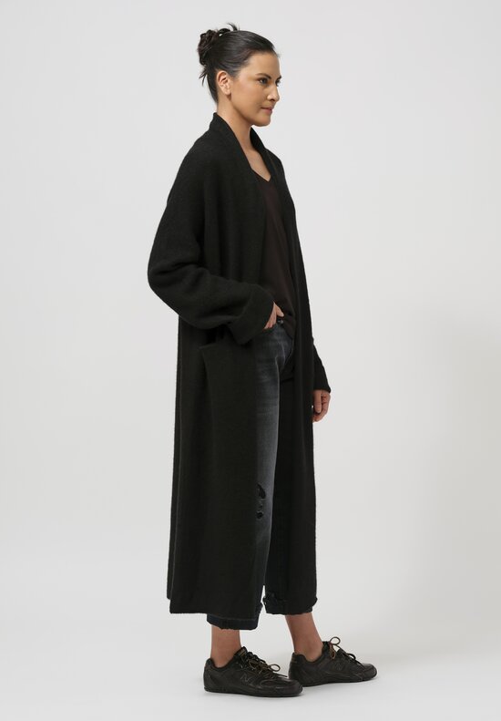 Frenckenberger Cashmere Big Cardigan Coat in Black