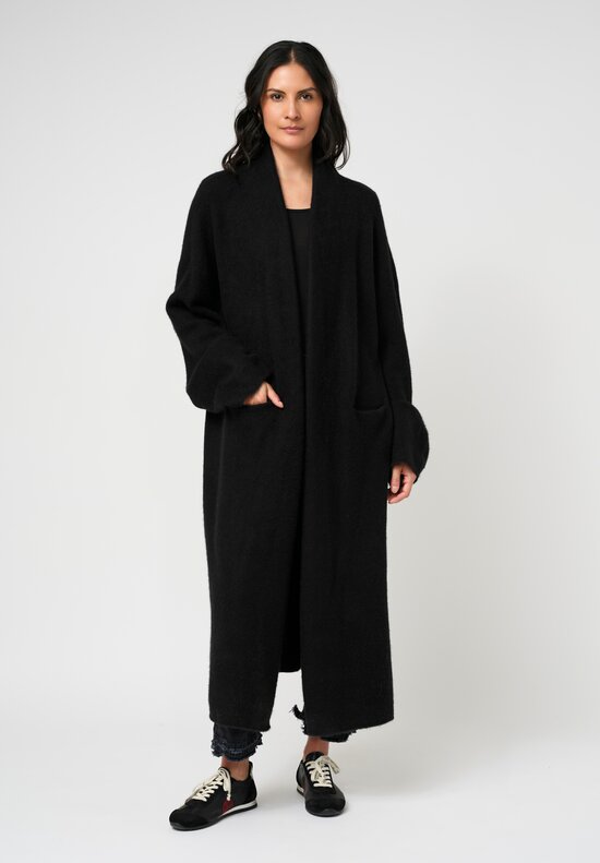 Frenckenberger Cashmere Big Cardigan Coat in Black