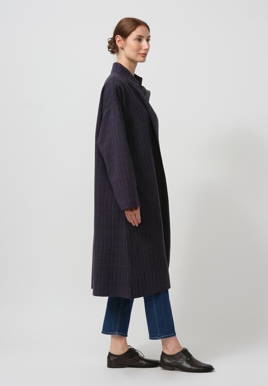 Maku Textiles Handwoven Wool Vine Coat in Purple & Green	