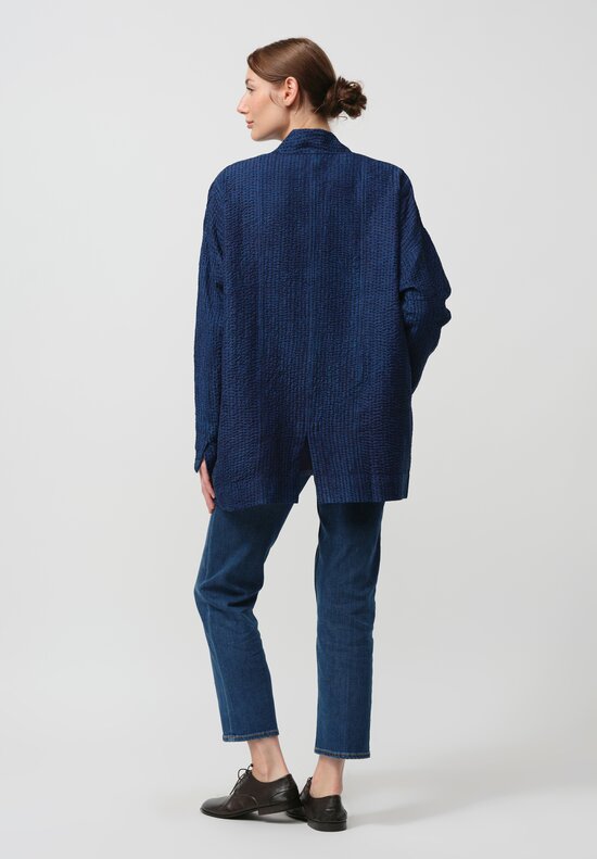 Maku Textiles Handwoven Silk Titan Jacket in Blue 	