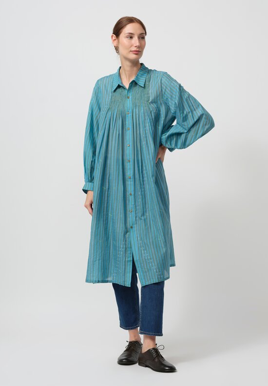 Maku Textlies Handwoven Silk Cersei Tunic in Blue	