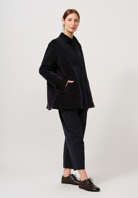 Casey Casey Cotton Velvet Soleil Linvel Jacket in Navy Blue	