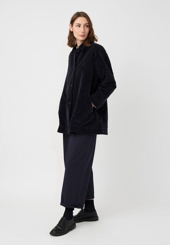 Casey Casey Cotton Velvet Soleil Linvel Jacket in Navy Blue