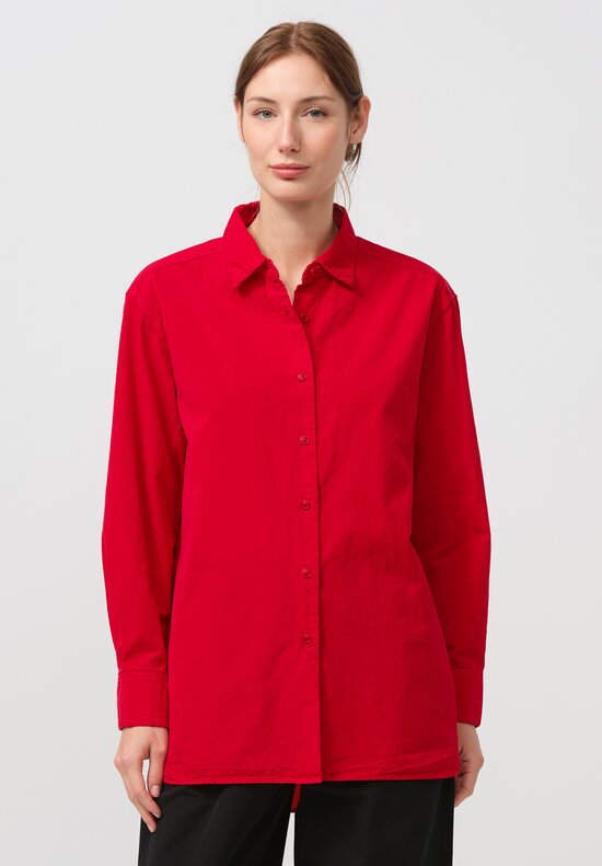 Casey Casey Paper Cotton Big Raccourcie Shirt in Lippy Red	