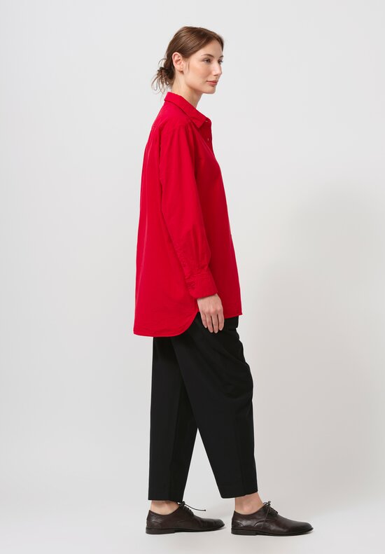 Casey Casey Paper Cotton Big Raccourcie Shirt in Lippy Red	