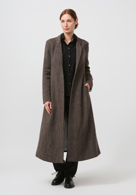 Forme d'Expression Herringbone Habit Coat in Wood Brown	