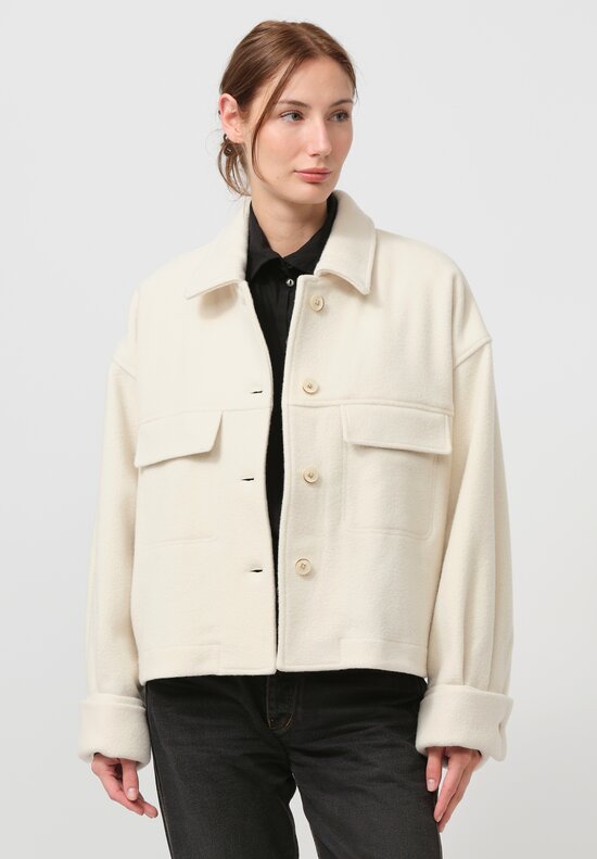 Forme d'Expression Felted Oversized Trucker Jacket in Ecru White	