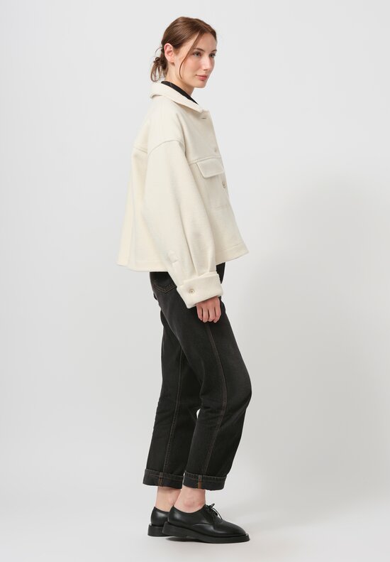 Forme d'Expression Felted Oversized Trucker Jacket in Ecru White	