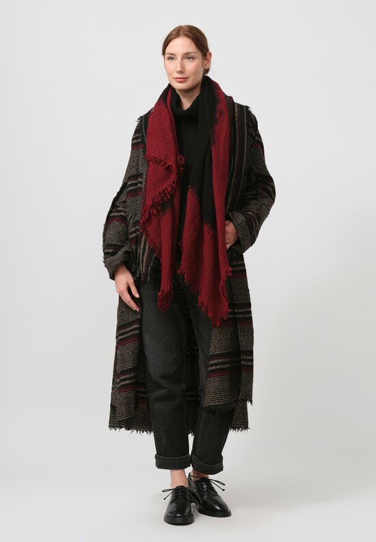 Forme d'Expression Houndstooth Janus Scarf in Burnt Red Check	