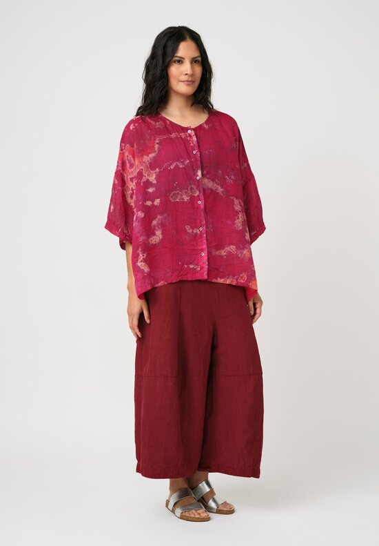 Gilda Midani Linen Pattern-Dyed Super Shirt in Blossom Pink