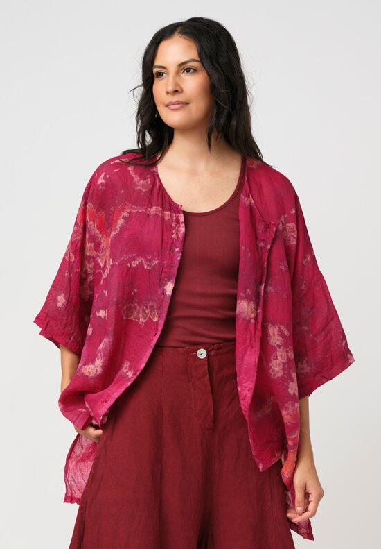 Gilda Midani Linen Pattern-Dyed Super Shirt in Blossom Pink