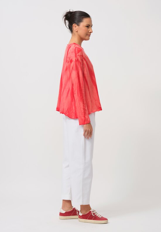 Gilda Midani Solid-Dyed Long Sleeve Trapeze Tee in Marble Fiesta Orange	