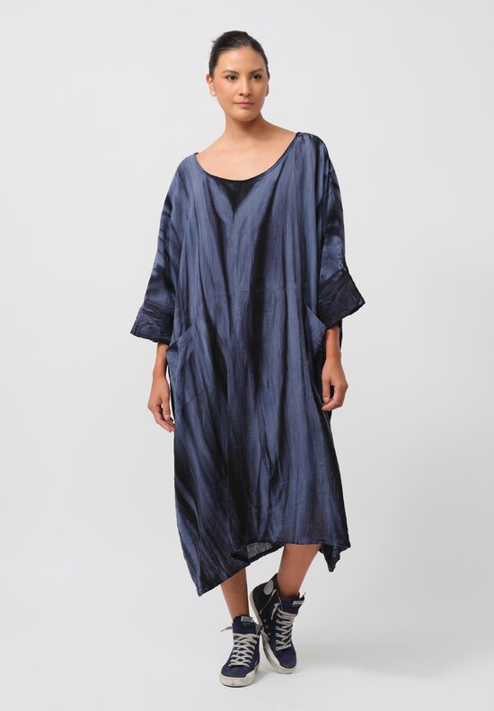 Gilda Midani Pattern-Dyed Cotton Bucket Dress in Marble Last Blue	