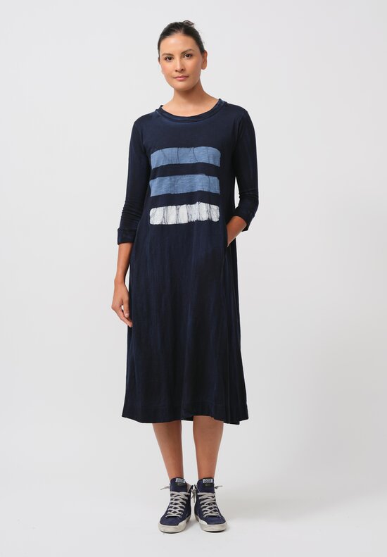 Gilda Midani Pattern-Dyed Long-Sleeve Maria Dress in Brush, Cloud & Last Blue	