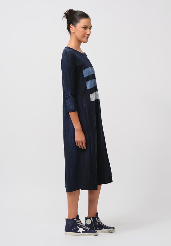 Gilda Midani Pattern-Dyed Long-Sleeve Maria Dress in Brush, Cloud & Last Blue	