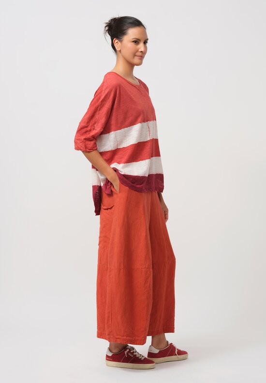 Gilda Midani Pattern-Dyed Cotton Super Tee in Stripes, Burn & Pepper Orange	