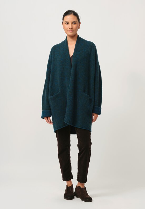 Lainey Keogh Cashmere Cocoon Cardigan Coat in Teal	