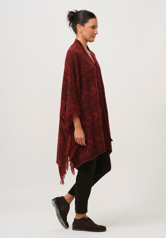 Lainey Keogh Cashmere Poncho Cardigan Cape in Rust & Charcoal	