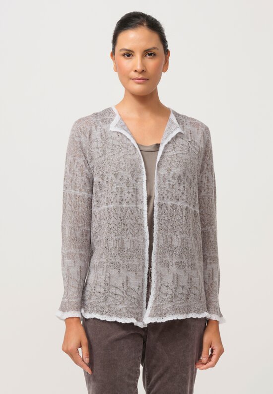 Lainey Keogh Cashmere Cardigan in Taupe & White	