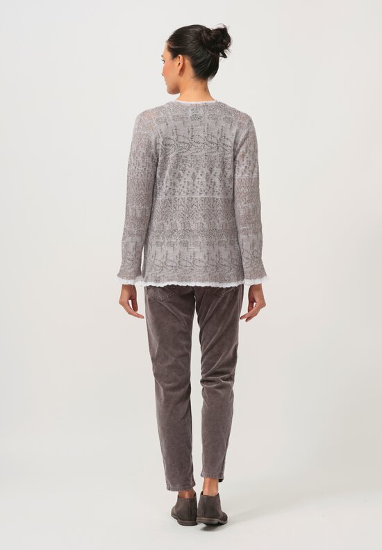 Lainey Keogh Cashmere Cardigan in Taupe & White	