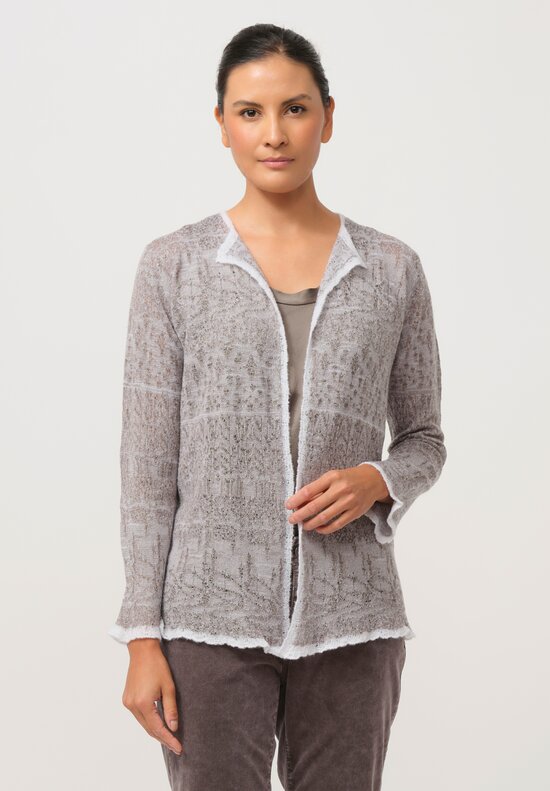 Lainey Keogh Cashmere Cardigan in Taupe & White	