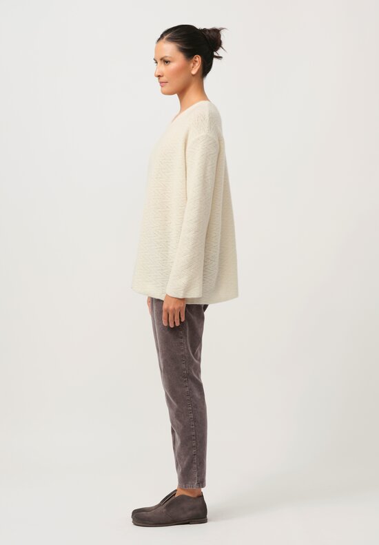 Lainey Keogh Cashmere Oversized V-Neck Sweater in Soft White	