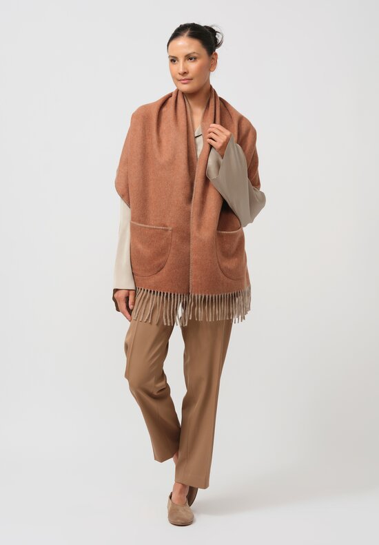 Alonpi Cashmere Scarf in Rust & Brown	