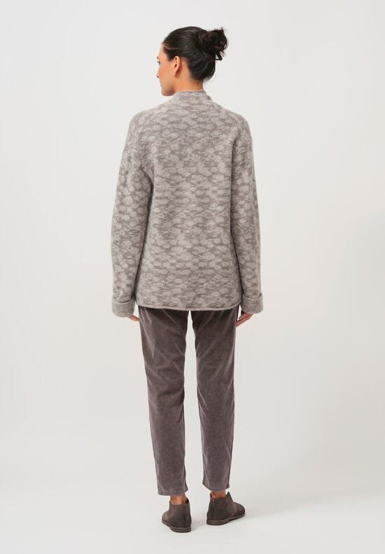 Lainey Keogh Cashmere Roll Neck Long Cardigan in Oatmeal & Grey	