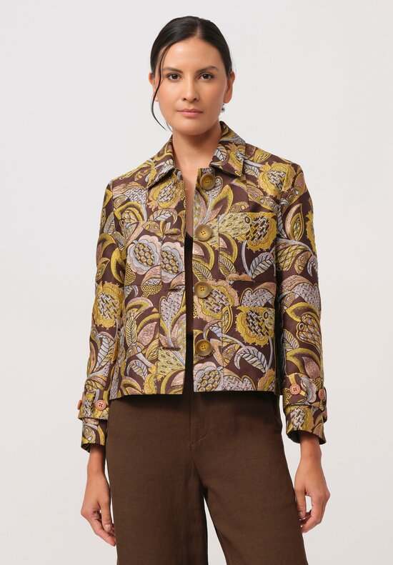 Biyan Calla Jacquard Jacket in Brown & Gold	