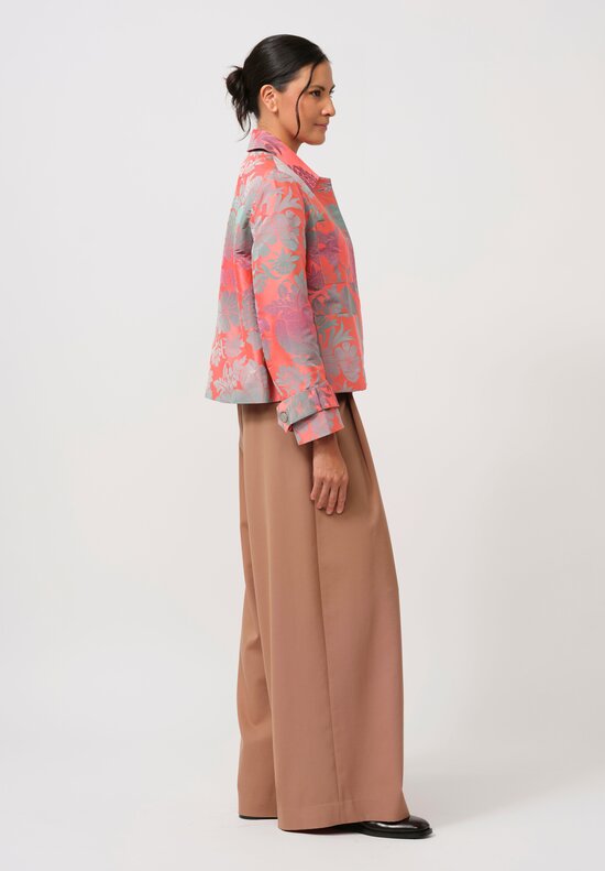 Biyan Calla Cossetta Jacquard Jacket in Coral & Green	