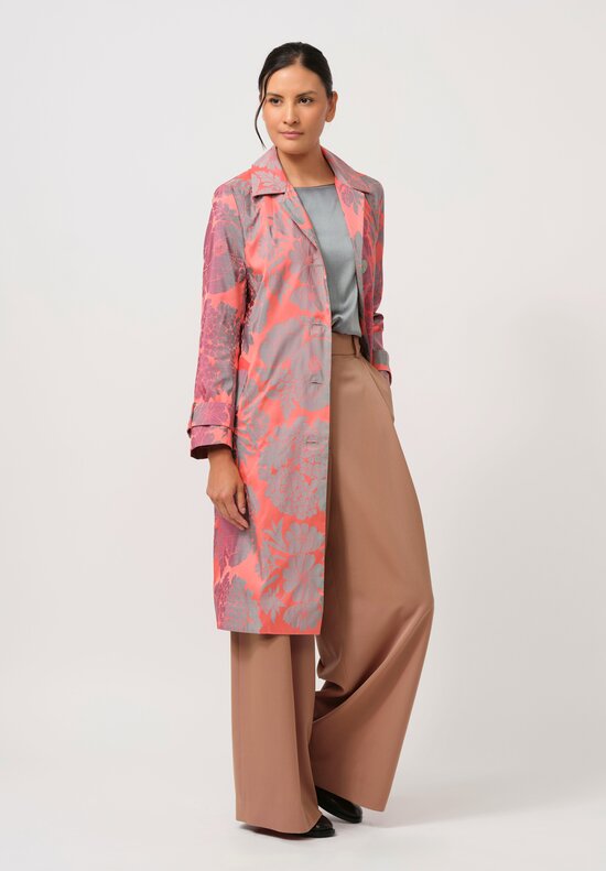 Biyan Hera Jacquard Coat in Coral, Green & Grey	