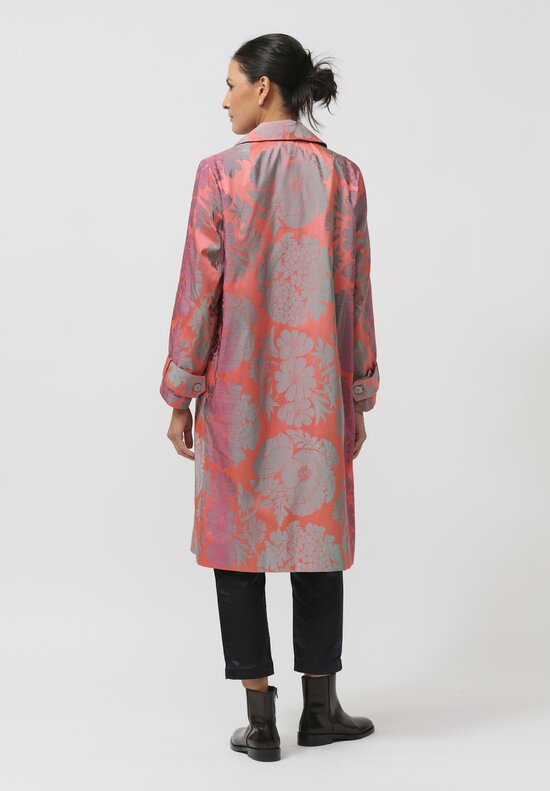 Biyan Hera Jacquard Coat in Coral, Green & Grey	