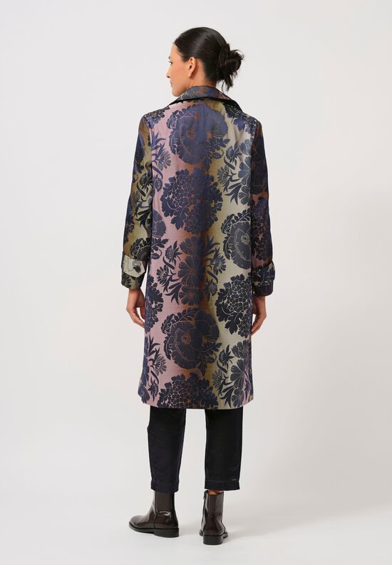 Biyan Hera Jacquard Coat in Purple, Navy & Green	