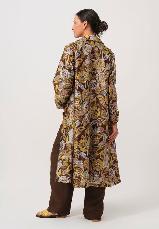 Biyan Jacquard Haraya Coat in Brown & Gold	