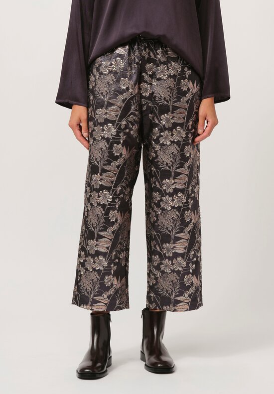 Biyan Jacquard Folene Pants in Stone Grey & Pink	