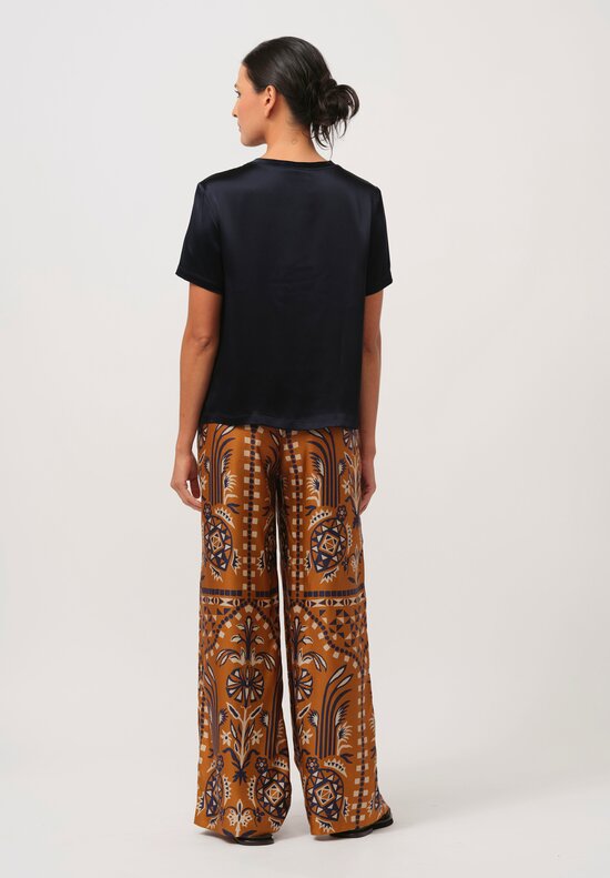 Biyan Silk Foria Pants in Navy & Rust	