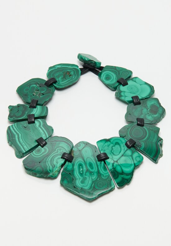 Monies UNIQUE Leather & Malachite Necklace	