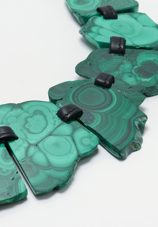 Monies UNIQUE Leather & Malachite Necklace	