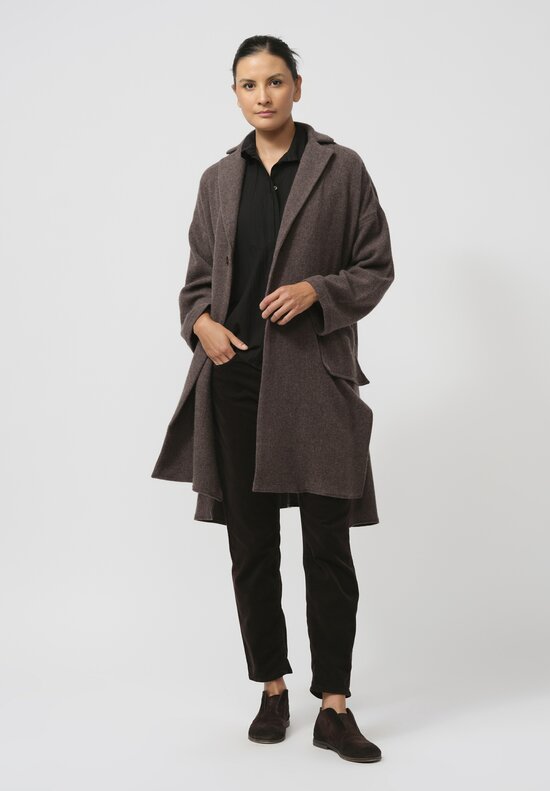 Kaval Soft Woven Stole Coat in Brown	