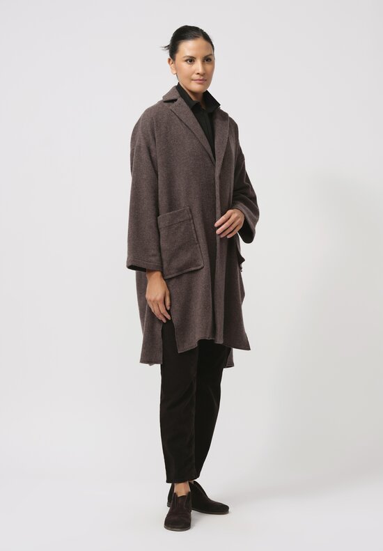 Kaval Soft Woven Stole Coat in Brown	