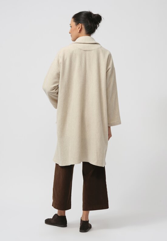 Kaval Soft Woven Stole Coat in Natural	