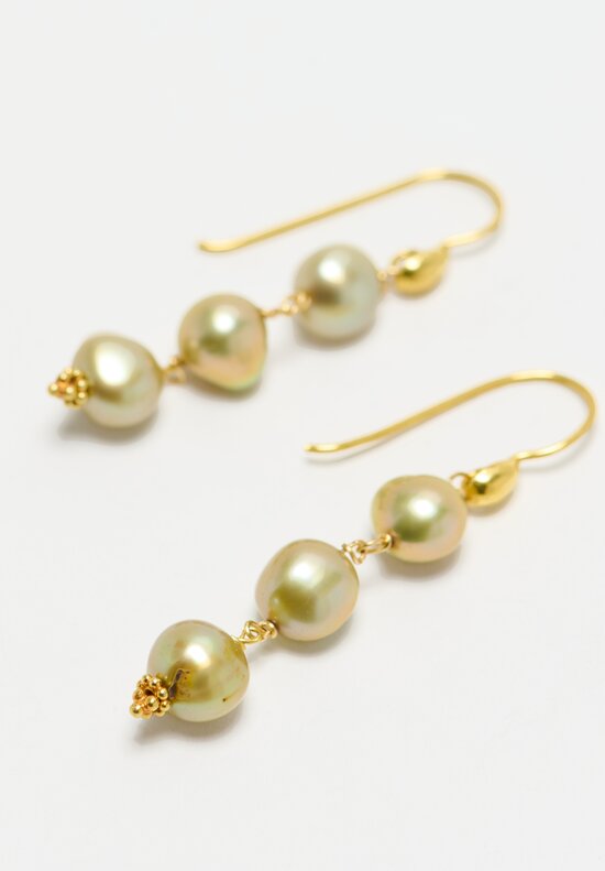 Greig Porter 18K, 3 Pearl Drop Earrings	