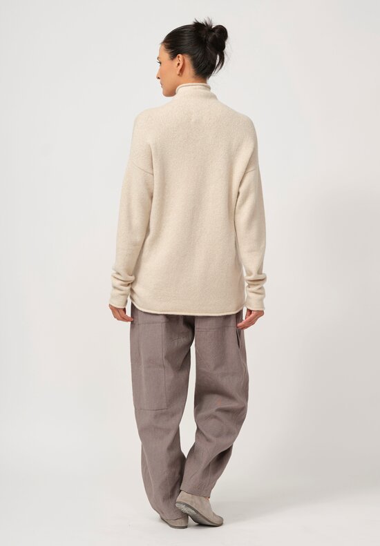 Lauren Manoogian Super Baby Alpaca & Cashmere Funnel Neck Sweater in Alabaster Cream	