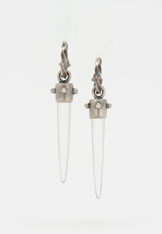 Miranda Hicks Finial Hoops with Rock Crystal Bullets	