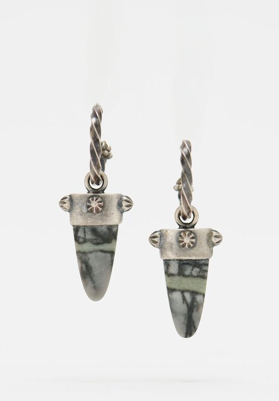 Miranda Hicks Finial Hoops with Picasso Marble Drops	