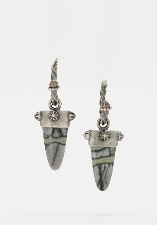 Miranda Hicks Finial Hoops with Picasso Marble Drops	