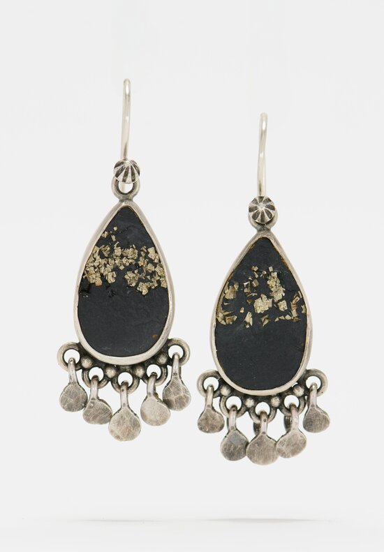 Miranda Hicks Sterling, Pyrite & Slate Dangle Earrings	